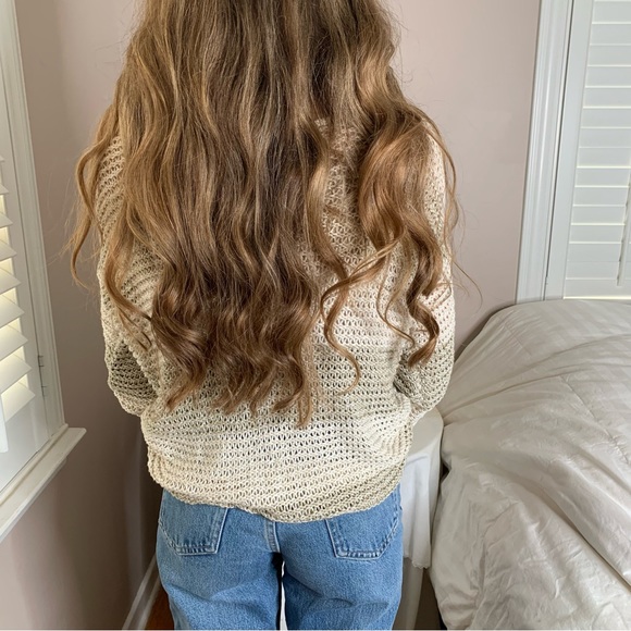 3 LEFT XS-M Cozy Oatmeal Spring Acrylic Oatmeal Striped Sweater - Picture 3 of 3